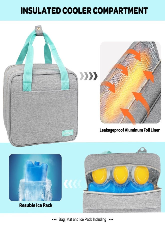 Jaffzora Wearable Breast Pump Bag with Cooler Compartment Compatible with Momcozy M5/S12 Pro, Elvie & Medela Pump in Style, Carrying Case with a Ice Pack & Waterproof Mat for Breast Pump and Accessories,Gray - Image 3